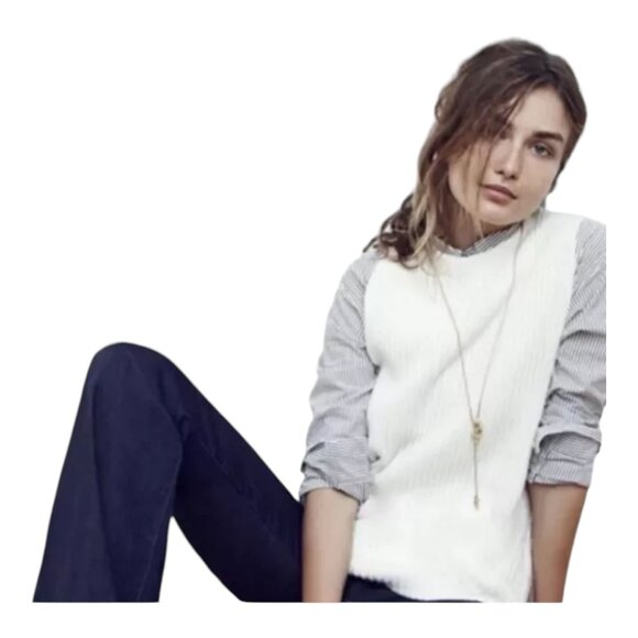 J.Crew Crew Sleeveless Knitted Sweater Vest Tunic XS Merino Wool Blend Ivory - Picture 1 of 9